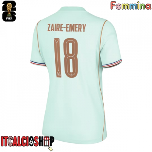 Francia Warren Zaire-Emery #18 Seconda Maglia Femmina Mondiali 2026 Manica Corta